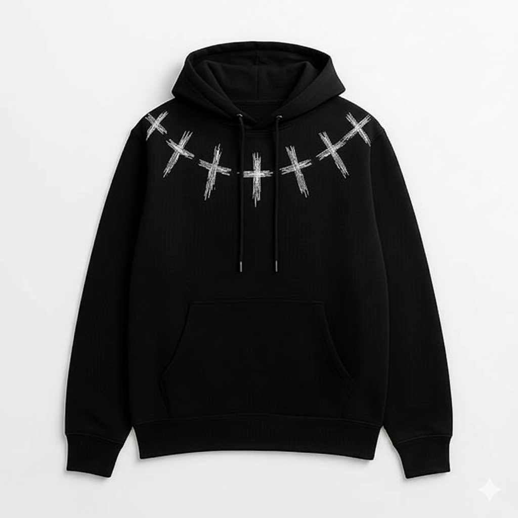 Rhinestone Cross Hoodie